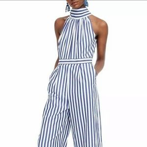 J. Crew Blue and White Striped Jumpsuit